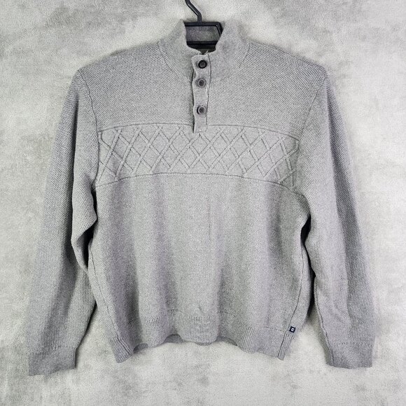 Mens Gray Chaps Pullover Sweater w/ Button Collar Long Sleeve Size XXL - Picture 2 of 9
